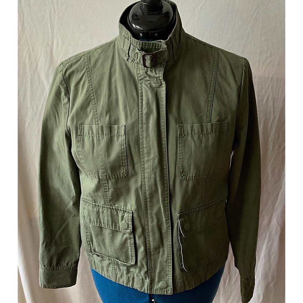Orvis Mens Green Utility Jacket M Stand-Up Collar Zip Pockets Lined 19N7